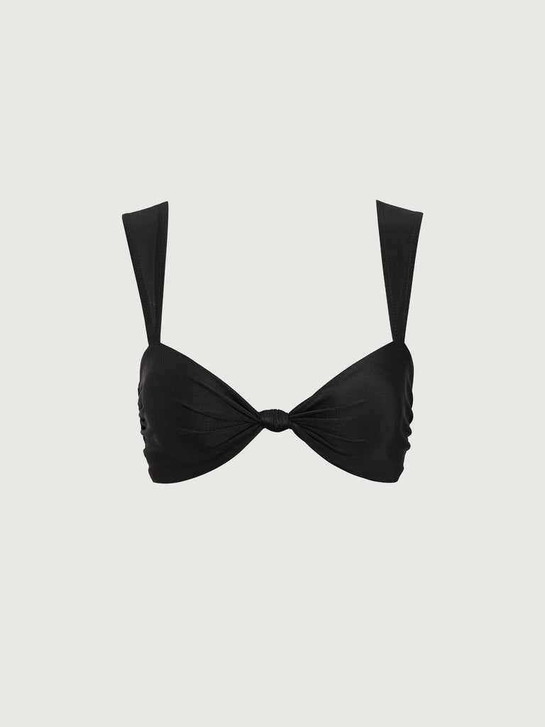 Women Knitted Nylon Bikini Tops Black Sustainable Bikinis - BERLOOK