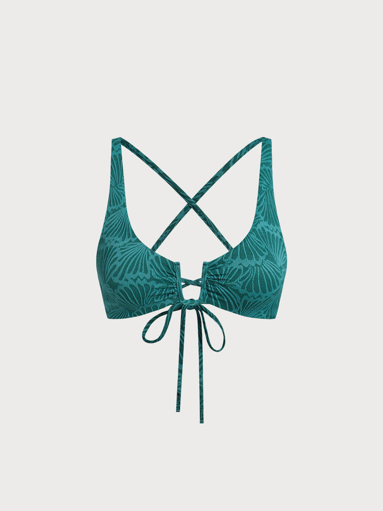Women Knitted Nylon Bikini Tops Dark Green Sustainable Bikinis - BERLOOK