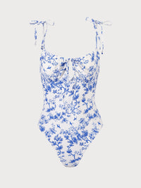 Women's Knitted Nylon One-Piece Swimsuit Blue Sustainable One-Pieces - BERLOOK