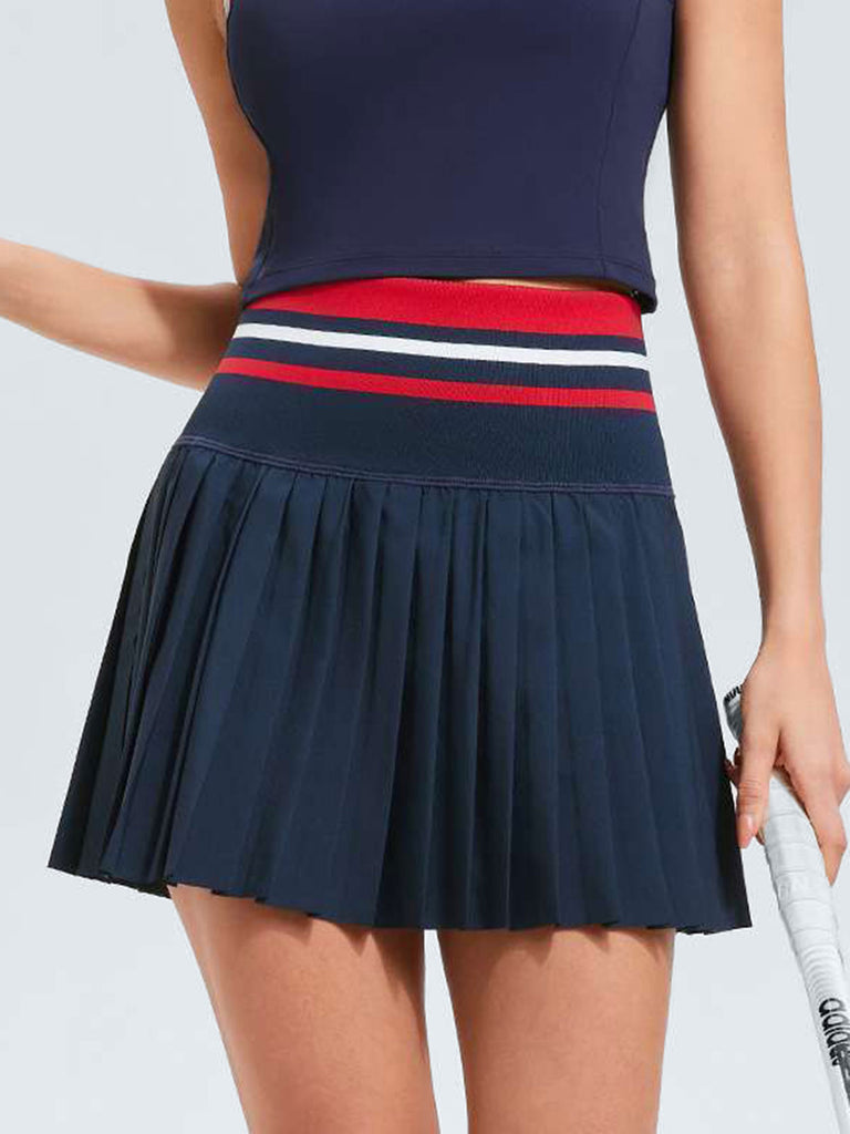 Women's Knitted Polyester Yoga Skirt Navy Sustainable Yoga Bottoms - BERLOOK